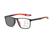 Progressive Multifocus Reading Glasses Blue Light Blocking Multifocal Computer Readers(Black/Red,3.5 x)