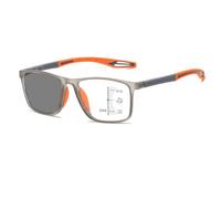 Progressive Multifocus Reading Glasses Blue Light Blocking Multifocal Computer Readers(Grey/Orange,3.5 x)