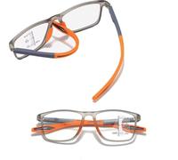 Progressive Multifocus Reading Glasses for Men and Women, Photochromic Blue Light Blocking Readers with Spring Hinge, UV400 Transition Spectacles(Gray/Orange,2.5x)