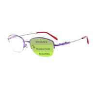 Progressive Multifocus Reading Glasses Women, Multifocal Transition Blue Light Half Frame Readers (Color : Purple, Size : 2.0x)