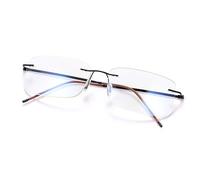 Progressive Multifocus Rimless Reading Glasses Titanium Computer Anti UV Blue Light Readers Transition Lightweight Presbyopia Eyeglasses for Men Women 1.5