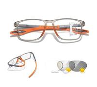 Progressive Photochromic Reading Glasses, Ultralight Anti-Blue Light Multifocal Computer Glasses For Presbyopia, Progressive Multi-Focus Intelligent Zoom(Orange,3.0x)