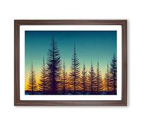 Progressive Pine Tree Forest Framed Print | A4 Walnut Framed Wall Art | Ready to Hang | Modern Floral Picture | Living Room Bedroom Lounge Office