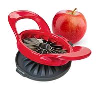 Progressive Prepworks by 16-Slice Thin Apple Slicer and Corer, GPC-2701, Perfect for Apples or Pears, Attached Safety Cover Protect Fingers While in-Use and Blades While in Storage, Red
