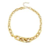 Progresssail Chunky Choker Necklace Gold Rectangle Curb Cuban Link Necklace for Women Plastic Chunky Curb Chain Necklace Punk Clavicle Necklace Hip Hop Accessories Jewelry, 40cm, Metal, No Gemstones