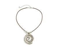 Progresssail Spiral Pendant Necklace Boho Spiral Shape Pendant Adjustable Leather Chain Metal Bead Necklace Jewelry for Women Trendy Western Bohemian Pendant Necklace Rodeo Outfit for Women, one size,