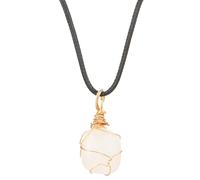Progresssail Wire Wrapped Crystal Pendant Necklace with PU Leather Dainty Crystals Necklaces Raw Necklace Colorful Gemstone Charm Stone Jewelry for Women Men (Transparent Crystal)