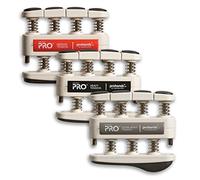 PROHANDS PRO Hand Exerciser, Finger Exerciser (Hand Grip Strengthener), Spring-Loaded, Finger-Piston System, Isolate and Exercise Each Finger, (Set of 3) (Red, Black, Gray)