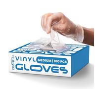 ProHeal Vinyl Disposable Gloves Medium, 100 Clear Gloves for Cooking and Household Cleaning, Powder Free and Latex Free, for Meal Prep and Food Service