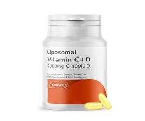 ProHealth Liposomal Vitamin C 2000mg + Vitamin D3 400IU - High Absorption Softgels | Immune Support, Antioxidant, Collagen & Bone Health | Non-GMO, Gluten-Free, Made in UK, 30-Day Supply