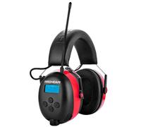 PROHEAR Bluetooth Ear Defenders with DAB+/FM AM Radio, Noise Reduction Red | 033A Bluetooth 5.3 ear protection for construction, lawn mowing, work. Wireless, USB-C rechargeable. 31dB noise cancelling.