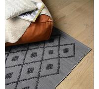 Proheeder Handmade Rug - Made from 100% Recycled Cotton, Reversible & Washable Floor Rug for Bedroom, Nursery, Kitchen, Livingroom Area Decor | (140 x 70 cm, Diamond Grey)