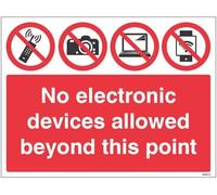 Prohibition Signs - No electronic devices allowed beyond this point - Rigid Plastic