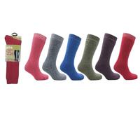 ProHike Ladies 3 Pair Wellington Boot Socks - Long Leg Wool Blend Outdoor Work Socks for Boots - Assorted Colours - UK Size 4-8