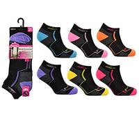 ProHike Ladies Trainer Socks 6 Pairs - Cushioned Sole, Breathable Low-Cut Sports Socks for Walking, Gym & Everyday - Size UK 4-8 (EUR 37-42) - Black Assorted Colours