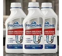 ProHome Caustic Soda Drain Unblocker 1125g (375g x 3 Pack) - Max Strength Caustic Soda Crystals, Powerful Drain Cleaner, Fast-Acting Clog Remover, Industrial Strength Formula