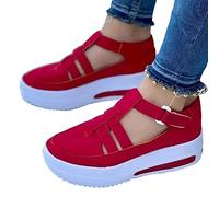 PROIDL Swezida Shoes,Chunky Shoes for Ladies - Swezida Women Walking Shoes, Orthopedic Arch Support, Casual Sandals for Work Red