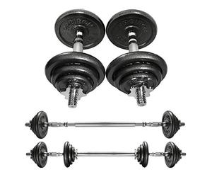 PROIRON 20kg Cast Iron Adjustable Dumbbell Set Hand Weight with Solid Dumbbell Handles Changed into Barbell Handily Perfect for Bodybuilding Fitness Weight Lifting Training Home Gym