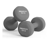 PROIRON Anti-Slip Neoprene Dumbbell Pair 1/1.5/2/3/4/5/6/7/8/10/12/20kg Solid Cast Iron Core, Soft-Touch Coating, Beginner Weights Set, Ideal for Home Gym Strength Training, for Women Men