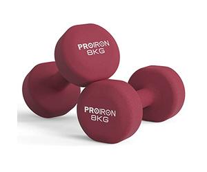PROIRON Anti-Slip Neoprene Dumbbell Pair 1/1.5/2/3/4/5/6/7/8/10/12/20kg | Solid Cast Iron Core, Soft-Touch Coating, Beginner Weights Set, Ideal for Home Gym Strength Training, for Women Men