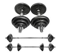 PROIRON 20kg Cast Iron Adjustable Dumbbell Set Hand Weight with Solid Dumbbell Handles Changed into Barbell Handily Perfect for Bodybuilding Fitness Weight Lifting Training Home Gym