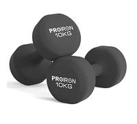 PROIRON Neoprene Dumbbell Weights Pair for Women 1kg 1.5kg 2kg 3kg 4kg 5kg 6kg 7kg 8kg 10kg, Arm Hand Exercise Weights (Black-2 x 10KG)