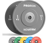 PROIRON Olympic Bumper Plates, 2" Solid Rubber Weight Plates for Barbell Strength Training and Weight Lifting, 5kg 10kg 15kg 20kg 25kg, Single or Pair
