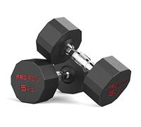 PROIRON Rubber Dumbbells Odorless, Steel Weights Set Men Women Home Gym 3kg 5kg 8kg 10kg 12kg 14kg 16kg 20kg 24kg Fitness Training Exercise Body Strength Lifting Equipment (Pair or Single)