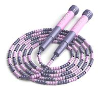 PROIRON Soft Beaded Skipping Rope,tangle free,jump rope for kids,2.8M adjustable length,Purple pink,for beginners students