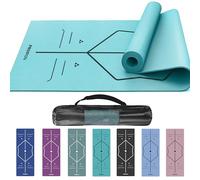 PROIRON Yoga Exercise Mat with Alignment & Carry Bag, Large Non-Slip Comfortable Training & Workout Mat for Home or Outdoor, Gym, Pilates, HiiT, Stretching & Meditation 173 x 61 x 0.4 cm - Turquoise