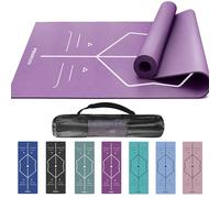 PROIRON Yoga Mat with Alignment Exercise Fitness Foam mat Extra Thick Non-Slip Large High Density ideal for HiiT Pilates Mats Fitness & Workout with Free Carry Bag, 173 x 61 x 0.4 cm - Purple