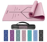 PROIRON Yoga Mat with Alignment Exercise Fitness Mat Extra Thick Non-Slip Training Mats for Sports Pilates Gym Mats Resistance Mat with Carrying Bag 173 x 61 x 0.4 cm - Pink
