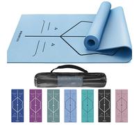 PROIRON Yoga Mat with Alignment | Multi-Purpose Extra Thick Foam Exercise Mats | Stretching, Resistance Workout & Therapy - Pilates, Home & Gym Equipment for Women Kids 173 x 61 x 0.4 cm - Light Blue