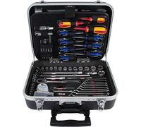 PROJAHN 4963-01 1/4 Plus 1/2-Inch Universal Trolley Tool, Portable Tool Box - Black (130-Piece)