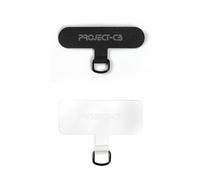 project-cb Phone Tether Tab 2,Clear Tab for Lanyard,Universal Stra Patch Without Adhesive,Lanyard Replacement Part for Cell Phone (Black&Clear)