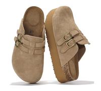 Project Cloud 100% Genuine Leather Clogs for Women - Wedge Womens Clogs Platform Sandals with Memory Foam Insole - Heeled Mules for Women 2025 (Stephi), Chestnut, 2.5 UK