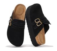 Project Cloud 100% Genuine Leather Clogs for Women - Wedge Womens Clogs Platform Sandals with Memory Foam Insole - Heeled Mules for Women 2025 (Stephi), Black, 4.5 UK