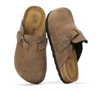 Project Cloud 100% Genuine Leather Kids Clogs with Natural Cork Footbed & Memory Foam Insole Arch Support - Non-Slip Clogs for Kids - Slippers Sandals for Boys & Girls Footwear, Brown Sugar, 12 Little