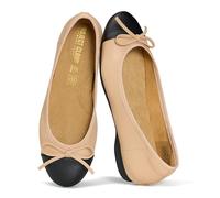 Project Cloud Ballet Flats for Women Shoes - 100% Genuine Leather Insole with Memory Foam Lightweight Mary Jane Flats - Non-Slip and Comfortable Womens Shoes (Ashley), Nude Black, 4.5 UK