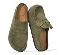Project Cloud Genuine Leather Clogs for Women - Memory Foam Insole Womens Clogs Non-Slip Outsole Mules for Women Footwear - Women's Mules & Clogs Fall Shoes (Haven), Thyme Suede, 5.5 UK