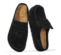 Project Cloud Genuine Leather Clogs for Women - Memory Foam Insole Womens Clogs Non-Slip Outsole Mules for Women Footwear - Women's Mules & Clogs Fall Shoes (Haven), Black Suede, 2.5 UK