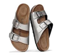 Project Cloud Genuine Leather Flat Sandals Women 2025 Beach Essentials Womens Sandals Memory Foam Vacation Essentials Slides for Women Footwear (Venita), Pewter, 6 UK