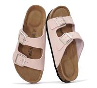 Project Cloud Genuine Leather Flat Sandals Women 2025 Beach Essentials Womens Sandals Memory Foam Vacation Essentials Slides for Women Footwear (Venita), Baby Pink Leather, 6 UK