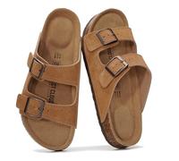 Project Cloud Genuine Leather Flat Sandals Women 2025 Beach Essentials Womens Sandals Memory Foam Vacation Essentials Slides for Women Footwear (Venita), Camel, 5 UK