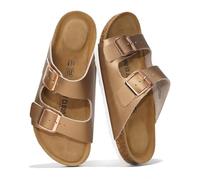 Project Cloud Genuine Leather Flat Sandals Women 2025 Beach Essentials Womens Sandals Memory Foam Vacation Essentials Slides for Women Footwear (Venita), Bronze, 4.5 UK