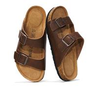 Project Cloud Genuine Leather Flat Sandals Women 2025 Beach Essentials Womens Sandals Memory Foam Vacation Essentials Slides for Women Footwear (Venita), Brown Distressed, 5.5 UK