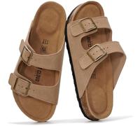 Project Cloud Genuine Leather Flat Sandals Women 2025 Beach Essentials Womens Sandals Memory Foam Vacation Essentials Slides for Women Footwear (Venita), Chestnut, 7 UK Wide