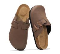 Project Cloud Genuine Leather Footbed Clogs for Women - Memory Foam Arch Support Slippers for Women - Trendy Slip-ons Women's Mules & Clogs Sandals (Benton), Tan Leather, 7 UK