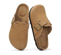 Project Cloud Genuine Leather Footbed Clogs for Women - Memory Foam Arch Support Slippers for Women - Trendy Slip-ons Women's Mules & Clogs Sandals (Benton), Rust Suede, 4 UK