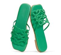 Project Cloud Genuine Leather Sandals for Women - Fashion Flat Womens Sandals with Memory Foam Insole Slides Sandals Women Footwear - Mules Women's Sandals (Lisa), Emerald Green, 7 UK